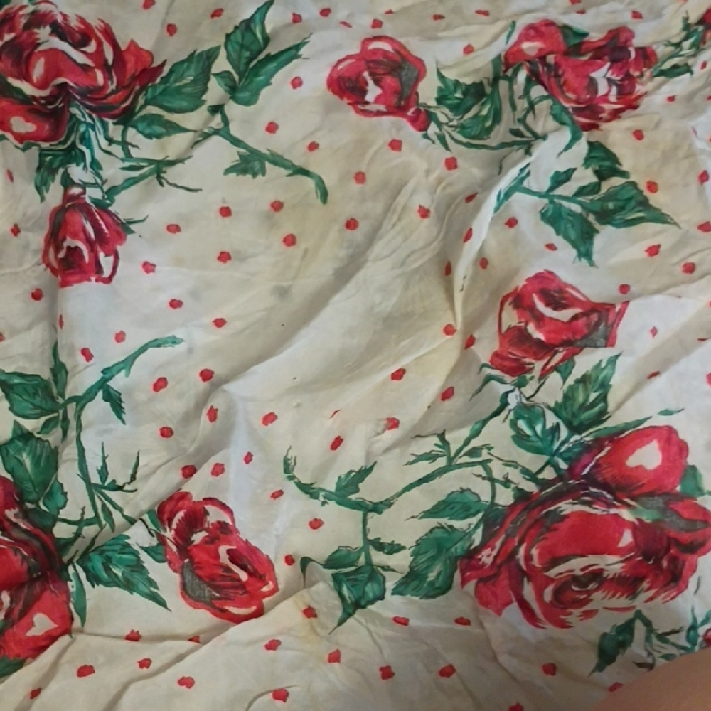 Floral Red Rose Print Vintage Scarf